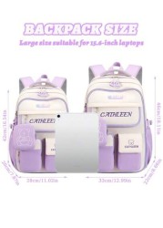 1pc Large Capacity Multi Pocket School Backpack For Girls Cartoon Bear Purple Backpack Outdoor Travel Bag With Coin Pocket Padded Shoulder Strap Fashion Versatile Polyester Suitable For Teenage Girls