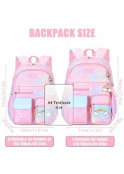 1pc Lightweight Large Capacity Nylon Cute School Backpack With Multiple Pockets For Girls Children Casual Travel School And Camping