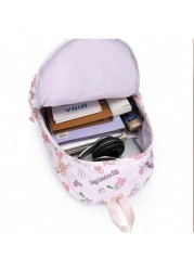 Sanrio 1pc Backpack Kawaii Stylish School Bag Girl s Colorblock Rucksack Large Capacity Foldable Outdoors Daypack