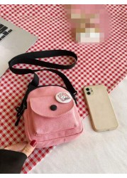 1 Pc Mini Children Crossbody Bag Canvas Bag Square Bag Coin Purse Shoulder Bag Versatile Lightweight Portable Zip Closure Adjustable Strap For Daily Purse For Travel Vacation Shopping Kids Outdoor Sup
