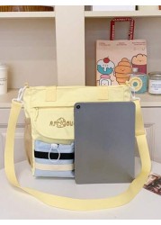 1pc New Student Tutoring Bag Casual Contrast Color Nylon Waterproof Large Capacity Shoulder Bag