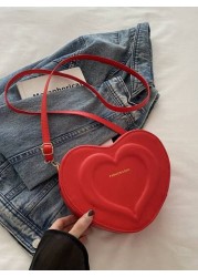 1pc A Cute And Fresh Style Heart Shaped Crossbody Bag Made Of Pu Material With Zipper Closure Adjustable Shoulder Strap And Large Capacity It Is Suitable For Teenagers Whether It Is For Students Daily