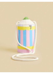 1pc Kids Girls Creative Cartoon Pencil Shaped Shoulder Crossbody Bag