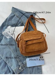1pc Young Girl Plush Fabric Zipper Closure Casual Sling Bag Suitable For Everyday Use