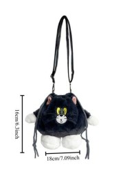 TOM AND JERRY TOM AND JERRY Shoulder Bag Cat And Mouse Bucket Bag Tom Cat Crossbody Hand Tied Drawstring Bag Bucket Bag