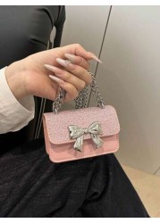 1pc Pu Fashion Sweet Spring Simple Western Style Crossbody Bag Simple And Fashionable Commuting Small Square Bag Korean Fashion Bag With Western Style Butterfly Decoration Fashionable Chain Shoulder S