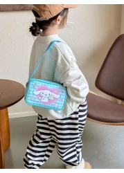 Sanrio 1pc Sanrio Fashion Versatile Girls Crossbody Shoulder Bag Kuromi Cinnamoroll Design PU Leather Kids Small Square Bag
