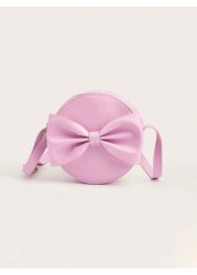 1pc Girls Bowknot Mini Round Crossbody Bag Princess Style Matching Outfit Birthday Gift