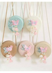 Kids Cute Decorative Round Shoulder Bag Adjustable Strap Crossbody Coin Pouch Suitable For Daily Use