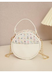 1pc Girls Floral Cute Sling Bag Zipper Closure Small Round Crossbody Bag For Outings