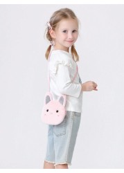 1pc Pink Bunny Mini Cute Crossbody Shoulder Bag For Girls Plush With Zipper Closure Suitable For Daily Use