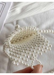 Girls Faux Pearl Beaded Crossbody Bag