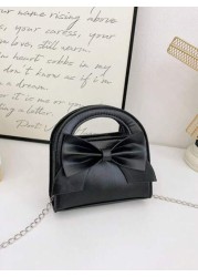 1pc Fashionable Popular Chain Bag Handbag Bow Shoulder Bag Cute Crossbody Bag With Cute Sweet Bow Decoration Handbag Pu Material Magnetic Buckle Closure Suitable For Girls Shopping Party Daily Use Put