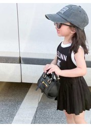 Mini Girls Square Bag Litchi Embossed Zipper Front Decor Double Handle For Daily