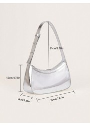 1pc Mirror Silver Handbag Patent Leather Reflective Clutch Shoulder Bag