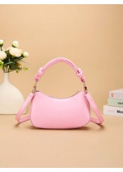 1pc PU Solid Color Fashion Handbag With Zipper Closure Shoulder Crossbody Bag Suitable For Daily Use And Outings