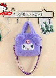 Sanrio Sanrio 1pc Cute Cartoon Character Plush Hand Bag Adjustable 3D Handle Tote Bag For Girls Themed Anime Design Travel Storage Pouch With Soft Padding Strap For Travel Storage Bag Makeup Bag Cosme