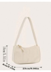 1pc Simple And Stylish Solid Color PU Shoulder Bag