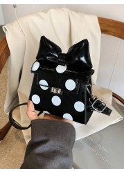 1pc Fashionable And Cute Polka Dot Kelly French Retro High End One Shoulder Crossbody Handheld Mini Lipstick Bag Children s Bag With A Fashionable And Exquisite Polka Dot Shape Of The Small Square Bag