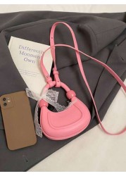 1pc New Fashion Solid Color Simple Crescent Moon Handbag Mini Crossbody Bag