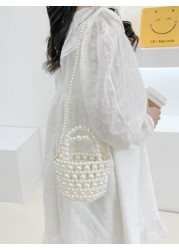 Girls Faux Pearl Beaded Satchel Bag