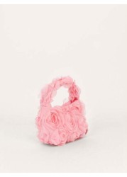 1pc Kids Fashionable Rose Flower Mini Handbag Versatile Pleated Petal Design