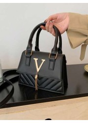 1pc Fashionable And Elegant Messenger Bag Fashionable Messenger Bag Letter Tassel Fashionable Shoulder Small Square Bag Pu Material Fashionable And Versatile Square Bag Shape Can Be Carried By Hand Or