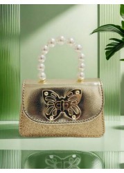 Children s Fashion New Butterfly Pearl Handbag Holiday Gift PU Leather Butterfly Lock Stylish Pouch Princess Mini Wallet Purse For Girls