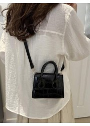 1pc Fashionable And Elegant Fashionable Design Shoulder Crossbody Solid Color Shiny Fresh Armpit Texture Chain Bag Crocodile Pattern Crossbody Bag Girl Korean Version Of Shoulder Bag Solid Color Small