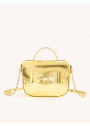 1pc Bow Decor Handbag Shoulder And Crossbody Bag Birthday Gift Suitable For Little Girls