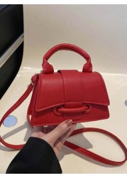 A Mini Niche Elegant Pu Material Solid Color Simple Casual And Versatile Flip Handbag Lipstick Bag That Can Be Worn On One Shoulder Across The Body Suitable For Daily Use Going Out Traveling Vacationi