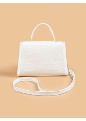 1pc Girls Cute Sparkle Butterfly Crocodile Pattern PU Chain Shoulder Bag Suitable For All Seasons Daily Use