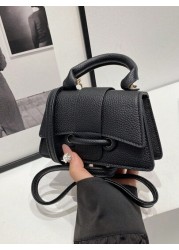 1pc Pu Magnet Closure Fashionable Solid Color Lychee Pattern Handbag Niche Design Stylish Shoulder Crossbody Bag Suitable For A Variety Of Occasions Adjustable Shoulder Straps Are Versatile And Not Pi