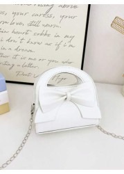 1pc Fashionable Popular Chain Bag Handbag Bow Shoulder Bag Cute Crossbody Bag With Cute Sweet Bow Decoration Handbag Pu Material Magnetic Buckle Opening And Closing Suitable For Shopping Attending Par