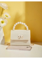 Gift Worthy Faux Pearl Decor Handheld Bag Mini Cute Crossbody Bag