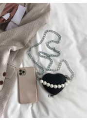 Stylish Cute And Elegant Love Mini Bag Available In Burgundy Pink Black And White Colors Pearl Handbag Shoulder Crossbody Bag Lipstick Coin Purse Perfect For Daily Outings Christmas Spring Festival An