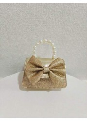 Children s New Pearl Handheld Bag Festival Gift PU Leather Bowknot Fashion Mini Princess Handbag For Little Girls Coin Purse Mini Shoulder Bag
