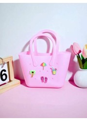 1pc Silicone Hollow Tote Bag For DIY Parent Child Storage Beach Use Suitable For Carrying Phone Messenger Bag Maternity Bag