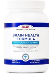 GNC Preventive Nutrition Brain Health Formula, 60 Caplets, Supports Memory Function and Enhances Circulation