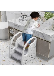 Eazy Kids 3 Step Stool - Grey