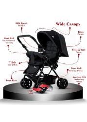 Teknum Reversible Look at Me Stroller w/ Diaper Bags - Black