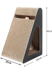 Vsell24 Vertical Triangle Cat Scratch Board Incline Scratching Mat Posts Pad With Multiple Scratching Angles Recyclable Corrugated Cardboard With Toy Balls Catnip 38X24X26Cm