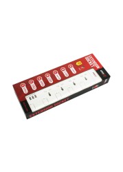 Elexon 4-Way Power Extension Socket With USB Port 13A El-903S White 2m