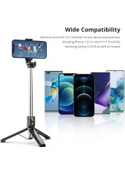 ATUMTEK 40&quot; Selfie Stick Tripod, Extendable Bluetooth Selfie Stick with Wireless Remote, 360-degree Rotation, Compatible with GoPro, iPhone and Android Smartphones, Mini Tripod, Table Tripod Black