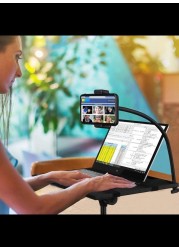 Radiotronics Projector Stand,Laptop Tripod Stand Adjustable Height up to 47.2 Inch with Gooseneck Phone Holder, Portable for Outdoor Movies-Detachable Computer DJ Racks Holder Mount