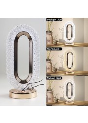 Fitto Touch Control Crystal Table Desk Lamp - Elegant LED Light with Adjustable Brightness, Dimmable Touch Sensor, Modern Decor for Office, Bedroom, Living Room, Nightstand, and Study