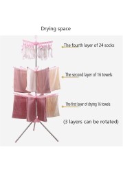 FITTO 3-Tier Rotating Clothes and Towel Organizer Dry Rack, Indoor/Outdoor Laundry Dryer, Space-Saving, Adjustable, Durable for Patio and Home Use