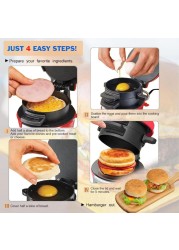 Kitchen Desk Sandwich Toaster Burger Maker, Panini Press with Egg Rings and Timer, Efficient Non-Stick Heating Plates, for Hamburgers, Waffles Snacks Burger Sandwich Maker