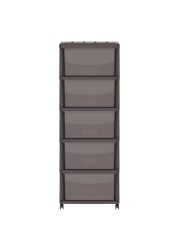 Cosmoplast Cedargrain 5 Tiers Storage Cabinet With Drawers And Wheels Dark Brown 50x40x114cm