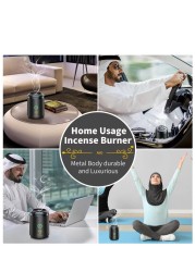 مبخرة كهربائية محمولة قابلة لإعادة الشحن عبر USB مع مكبر صوت كامل للقرآن الكريم وجهاز تحكم عن بعد وناشر بخور للسيارة والمنزل والمكتب والسفر تصميم ACHAS Premium
